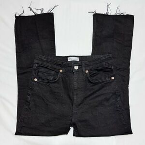 Zara True Black High Rise Fit and Flare Jeans Size 6